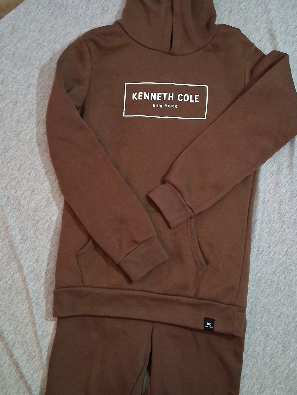 Kenneth Cole 2 Piece Set Chocolate Brown Hoodie Shorts Size 7